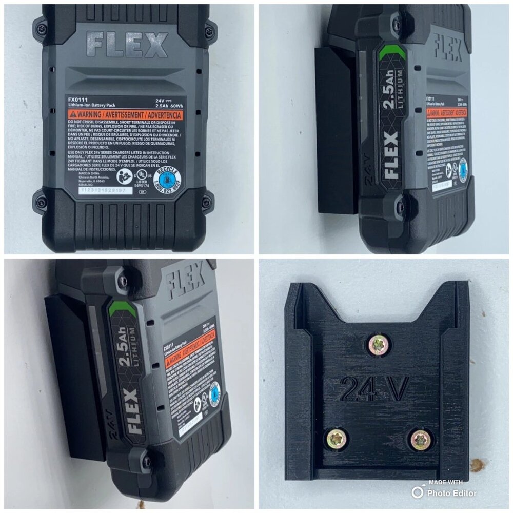 Flex 24v Battery Holder, Organizer, Wall Mount, Power Tool Storage, Pack of 6